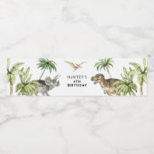 Jurassic Dinosaur Verjaardag Water Bottle Label Waterfles Etiket (Enkel label)