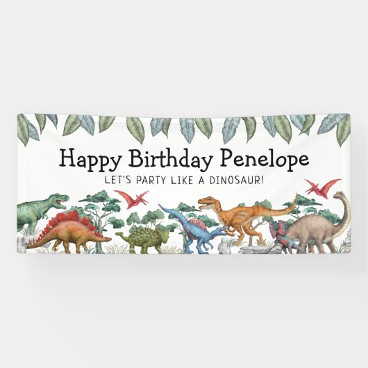 Jurassic Dinosaurs Birthday Banner (Horizontaal)