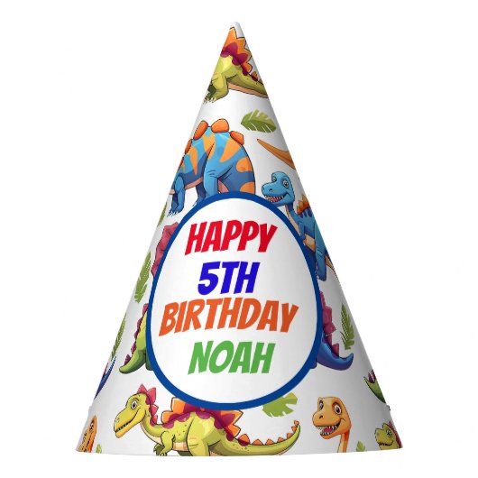 Jurassic Dinosaurus thema verjaardag Feesthoedjes (Voorkant)