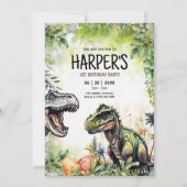 Jurassic Feest T-Rex Dinosaur 1e Verjaardag Kaart (Voorkant)