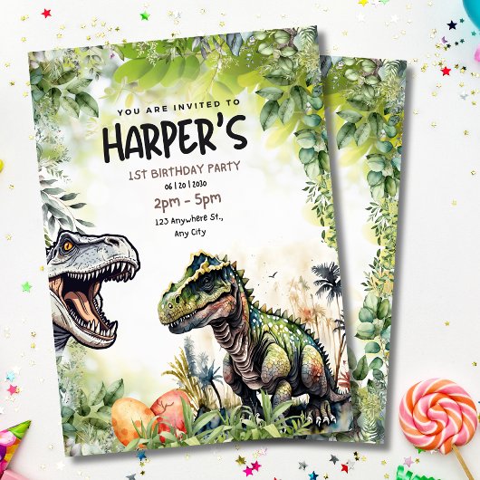 Jurassic Feest T-Rex Dinosaur 1e Verjaardag Kaart