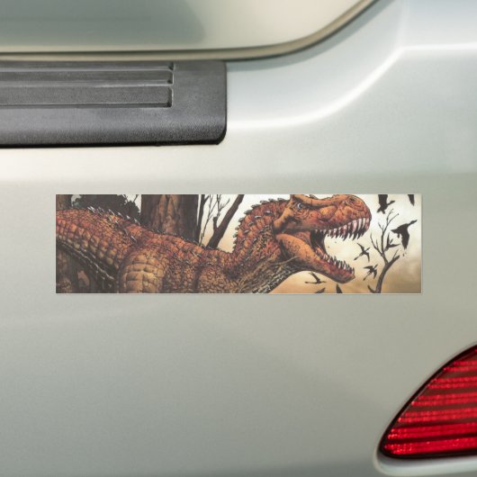 Jurassic Journey: dinosaurus in zijn natuurlijke h Bumpersticker (Op auto)