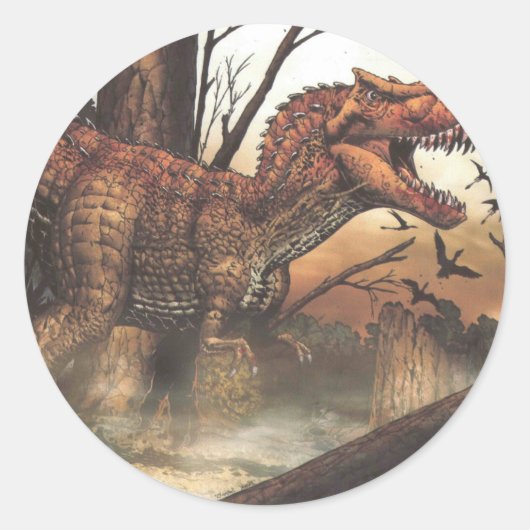 Jurassic Journey: dinosaurus in zijn natuurlijke h Ronde Sticker (Voorkant)