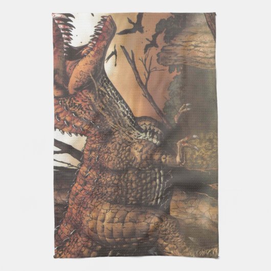 Jurassic Journey: dinosaurus in zijn natuurlijke h Theedoek (Verticaal)