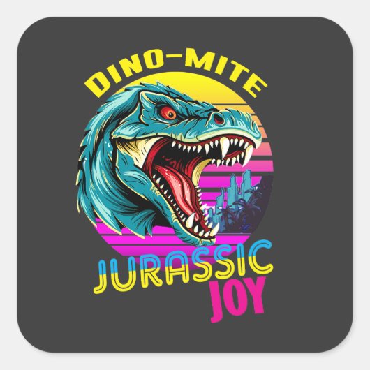 Jurassic Joy: Dansende dinosaurus Vierkante Sticker (Voorkant)