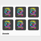 Jurassic Joy: Dansende dinosaurus Vierkante Sticker (Vel)