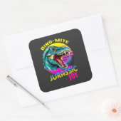Jurassic Joy: Dansende dinosaurus Vierkante Sticker (Envelop)