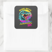 Jurassic Joy: Dansende dinosaurus Vierkante Sticker (Tas)