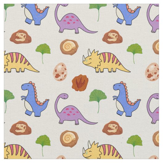 Jurassic Joy Dinosaurs Fabric Stof (Close Up)