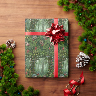 Jurassic Jungle Kerst Dinosauriërs Cadeaupapier