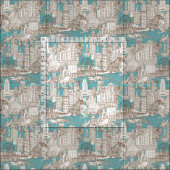 Jurassic LA toile chocolade turquoise Stof (Delen)