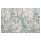 Jurassic LA toile chocolade turquoise Stof (Fat Quarter)