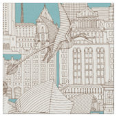 Jurassic LA toile chocolade turquoise Stof (Close Up)