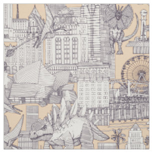 Jurassic LA toile moerbeizand Stof