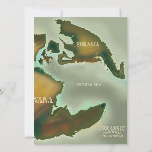 Jurassic Map Vintage poster. (Voorkant)