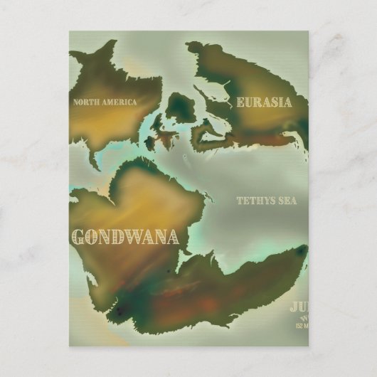 Jurassic Map Vintage poster. Briefkaart (Voorkant)