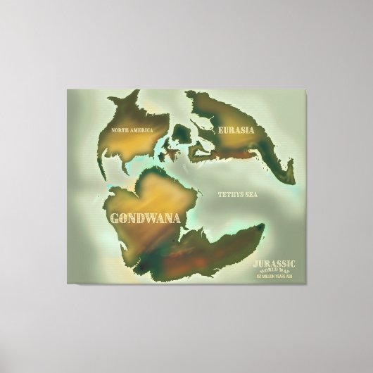 Jurassic Map Vintage poster. Canvas Afdruk (Voorkant)