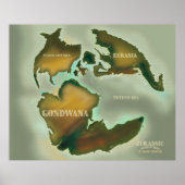 Jurassic Map Vintage poster. Poster (Voorkant)