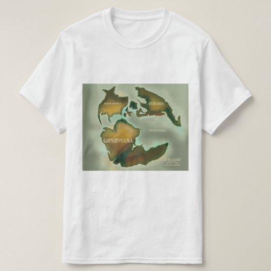 Jurassic Map Vintage poster. T-shirt (Design voorkant)
