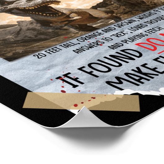 Jurassic Missing Pet T Rex Poster Taped Sign (Hoek)