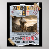 Jurassic Missing Pet T Rex Poster Taped Sign (Voorkant)