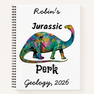 Jurassic Perk Colorful Dinosaur White Notitieboek