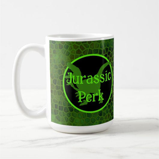Jurassic Perk Groene Dinosaurus Huid Koffiemok (Links)