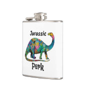 Jurassic Perk Kleurrijke Dinosaurus Wit Heupfles (Links)