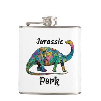 Jurassic Perk Kleurrijke Dinosaurus Wit Heupfles
