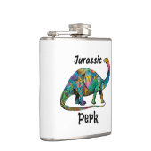 Jurassic Perk Kleurrijke Dinosaurus Wit Heupfles (Rechts)