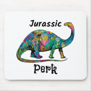 Jurassic Perk Kleurrijke Dinosaurus Wit Muismat