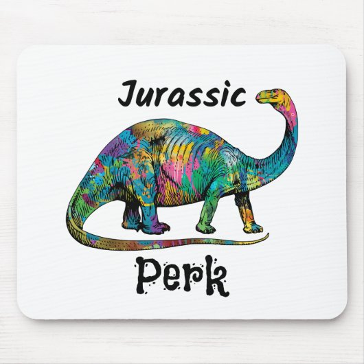 Jurassic Perk Kleurrijke Dinosaurus Wit Muismat (Voorkant)