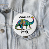 Jurassic Perk Kleurrijke Dinosaurus Wit Ronde Button 4,0 Cm (In situ)