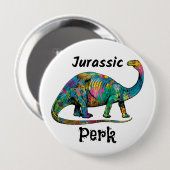Jurassic Perk Kleurrijke Dinosaurus Wit Ronde Button 4,0 Cm (Voorkant /achterkant)