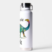 Jurassic Perk Kleurrijke Dinosaurus Wit Waterfles (Achterkant)