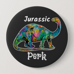 Jurassic Perk Kleurrijke Dinosaurus Zwart Ronde Button 4,0 Cm