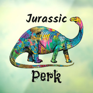 Jurassic Perk Kleurrijke Dinosaurus Zwarte Typogra Raamsticker