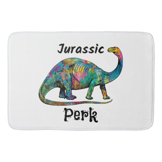 Jurassic Perk Kleurrijke Dinosaurussen Wit Badmat (Voorkant)