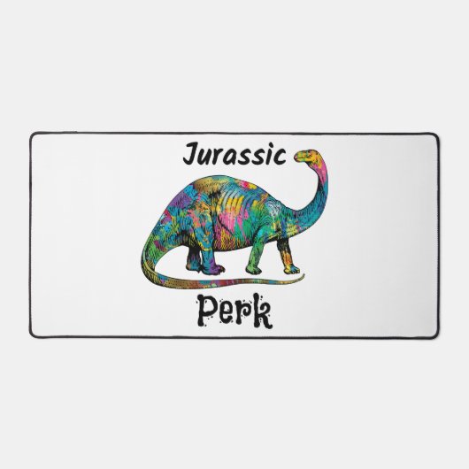 Jurassic Perk Kleurrijke Dinosaurussen Wit Bureaumat (Voorkant)