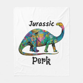 Jurassic Perk Kleurrijke Dinosaurussen Wit Fleece Deken