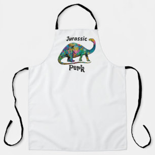 Jurassic Perk Kleurrijke Dinosaurussen Wit Schort