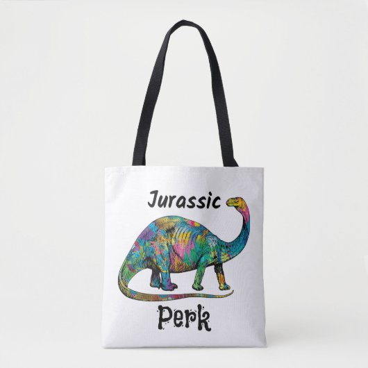 Jurassic Perk Kleurrijke Dinosaurussen Wit Tote Bag (Voorkant)