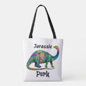 Jurassic Perk Kleurrijke Dinosaurussen Wit Tote Bag (Achterkant)