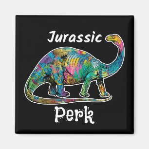 Jurassic Perk Kleurrijke Dinosaurussen Zwart Magneet