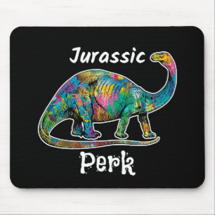 Jurassic Perk Kleurrijke Dinosaurussen Zwart Muismat