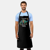 Jurassic Perk Kleurrijke Dinosaurussen Zwart Schort (Gedragen)