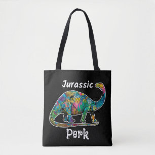 Jurassic Perk Kleurrijke Dinosaurussen Zwart Tote Bag