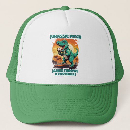Jurassic Pitch Gepersonaliseerde Kinder honkbal Trucker Pet (Voorkant)