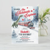 Jurassic Polar Express verjaardagsfeest uitnodigin Kaart (Staand voorkant)