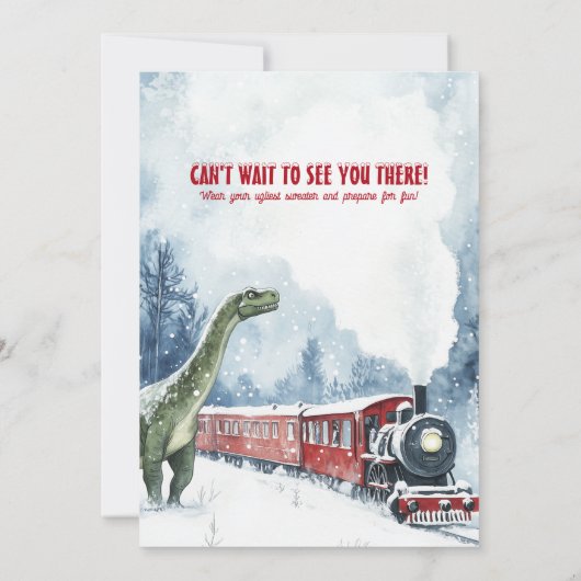 Jurassic Polar Express verjaardagsfeest uitnodigin Kaart (Achterkant)